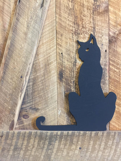 Halloween Black Cat Cutout Wall Hanging | Hocus Pocus Witch | Barn Harvest Rustic Fall Decoration | Wood Country Kitchen Entryway