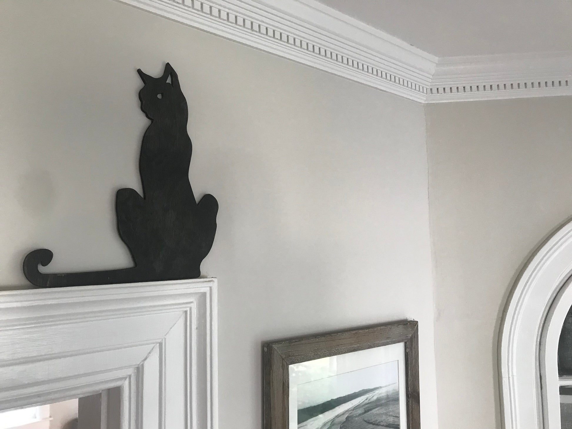 Halloween Black Cat Cutout Wall Hanging | Hocus Pocus Witch | Barn Harvest Rustic Fall Decoration | Wood Country Kitchen Entryway