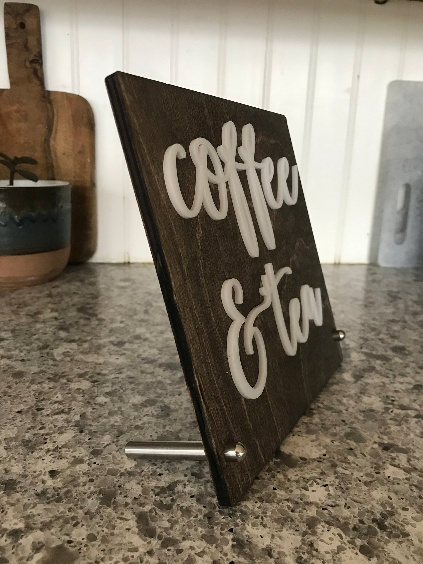 Coffee & Tea BUSINESS Counter Top Sign | Freestanding Custom Bed and Breakfast Restaurant Bakery Ice Cream Stand | Cafe Decor Display