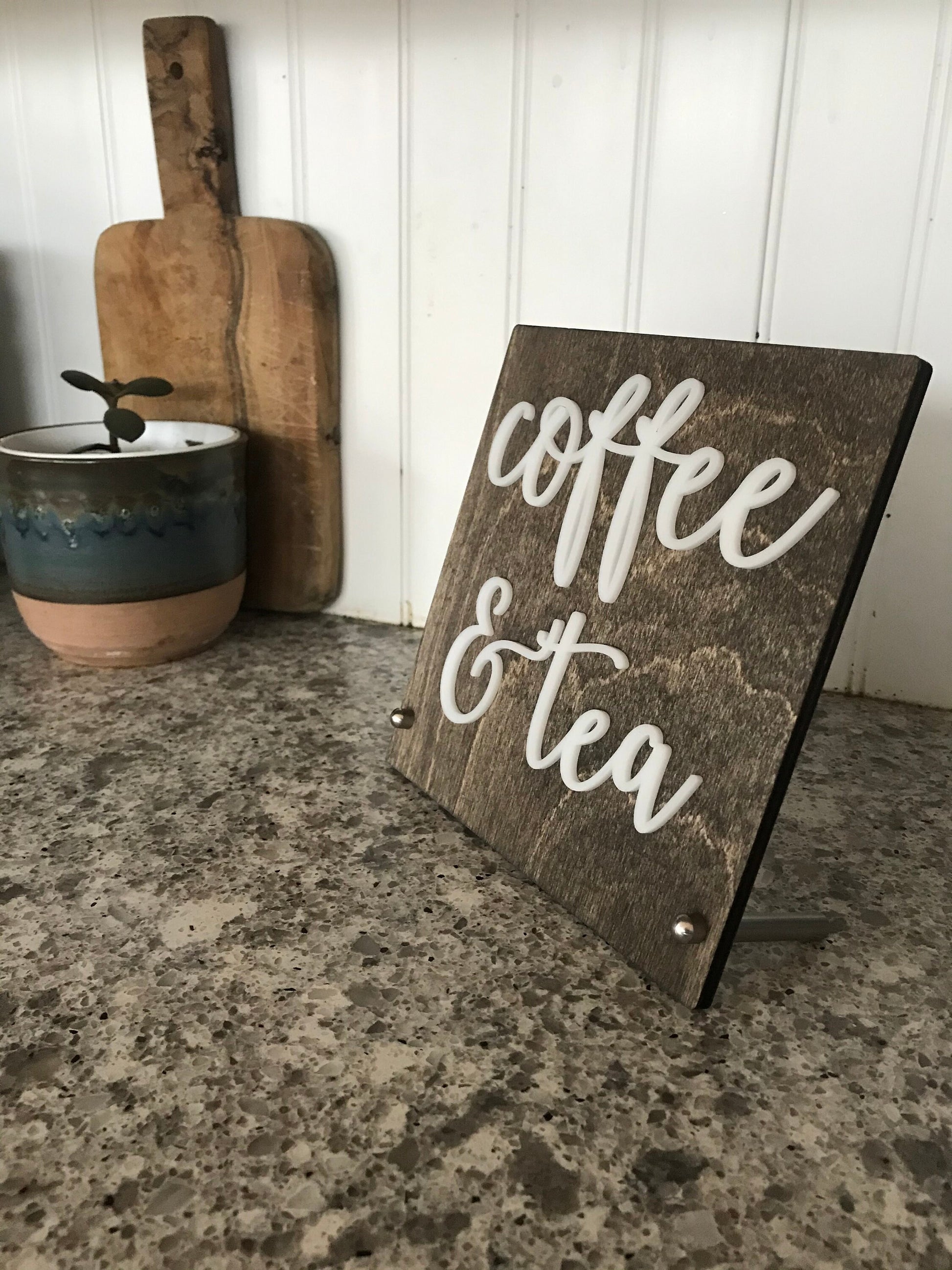 Coffee & Tea BUSINESS Counter Top Sign | Freestanding Custom Bed and Breakfast Restaurant Bakery Ice Cream Stand | Cafe Decor Display