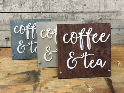 Coffee & Tea BUSINESS Counter Top Sign | Freestanding Custom Bed and Breakfast Restaurant Bakery Ice Cream Stand | Cafe Decor Display