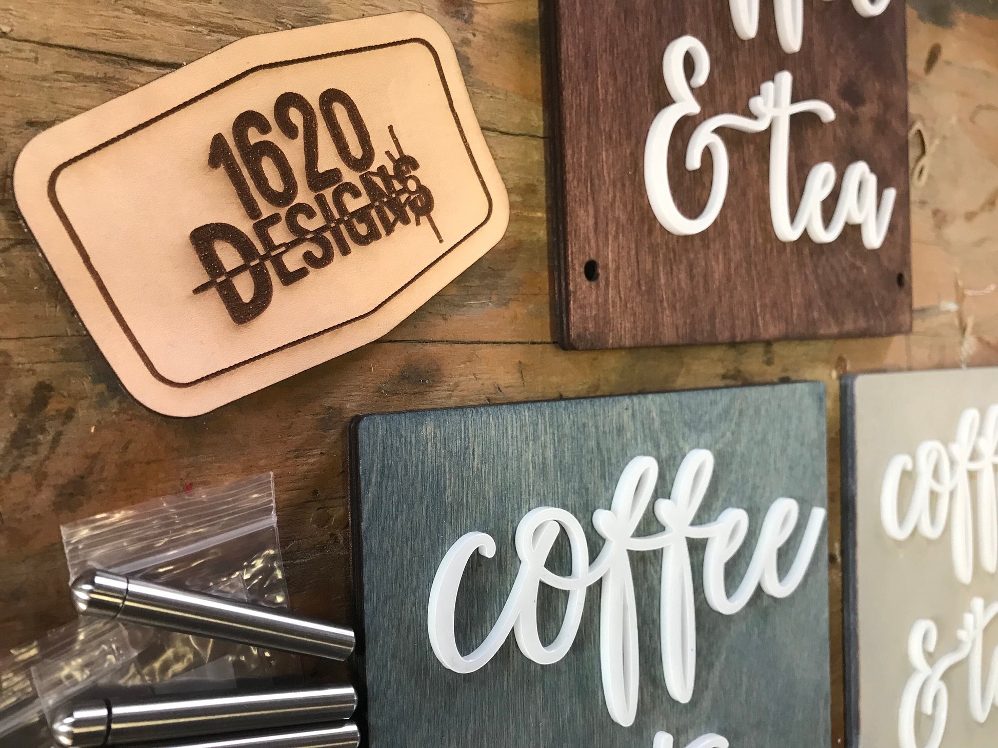 Coffee & Tea BUSINESS Counter Top Sign | Freestanding Custom Bed and Breakfast Restaurant Bakery Ice Cream Stand | Cafe Decor Display