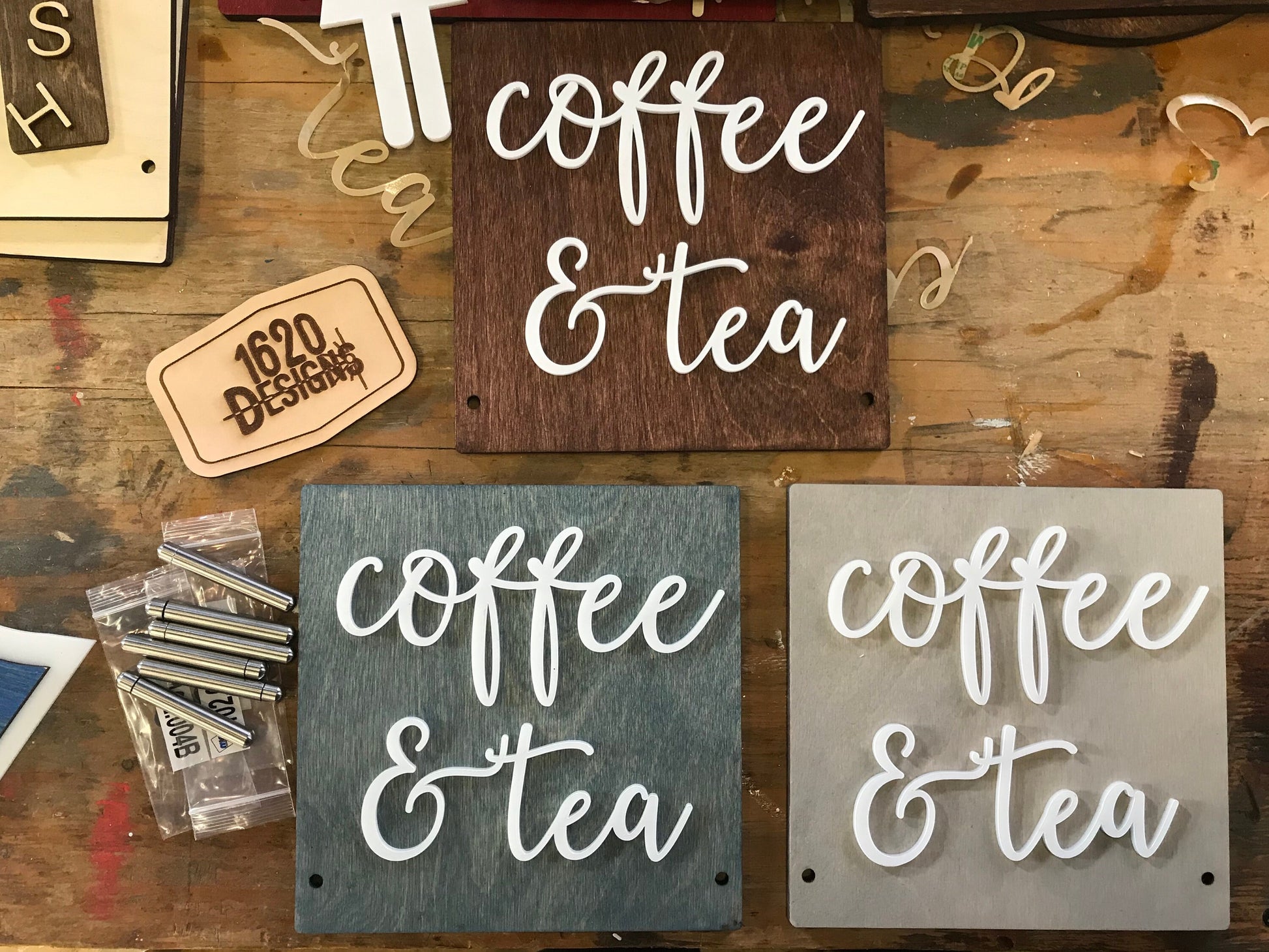 Coffee & Tea BUSINESS Counter Top Sign | Freestanding Custom Bed and Breakfast Restaurant Bakery Ice Cream Stand | Cafe Decor Display