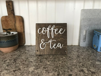 Coffee & Tea BUSINESS Counter Top Sign | Freestanding Custom Bed and Breakfast Restaurant Bakery Ice Cream Stand | Cafe Decor Display