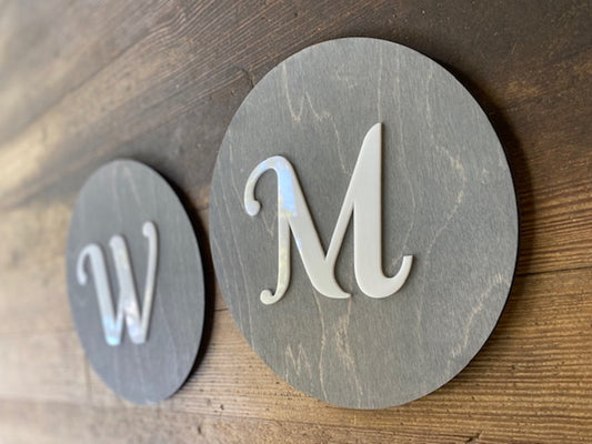 Womens Mens Unisex Office Cafe Restroom Signs | Modern Acrylic Coffee Shop Business Handicap Bathroom | Rustic Wood | 9 x 9 "