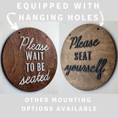 Please Wait to Be Seated Seat Yourself Cafe BUSINESS Sign | Custom HOSTESS Stand Restaurant Bar | Coffee Shop Breakfast Diner