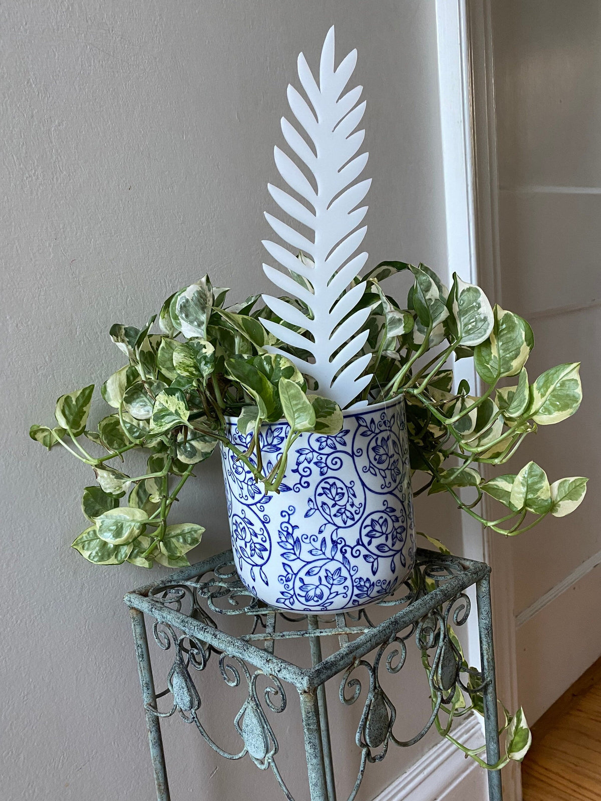 Plant Support Trellis White Acrylic | Decorative Modern Houseplant Pot Stand | Indoor Outdoor Garden Patio Accessory | Custom Sign | 1620 Designs