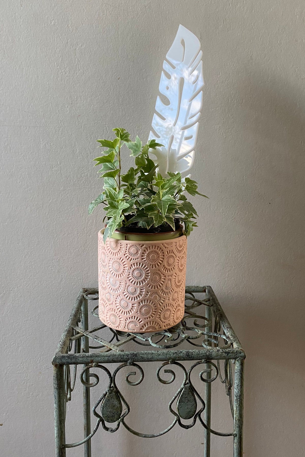 Plant Support Trellis White Acrylic | Decorative Modern Houseplant Pot Stand | Indoor Outdoor Garden Patio Accessory | Custom Sign | 1620 Designs