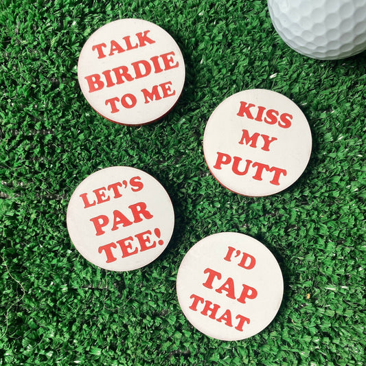 Golf Ball Markers Funny Puns | Set of 4 | Custom Sign | 1620 Designs