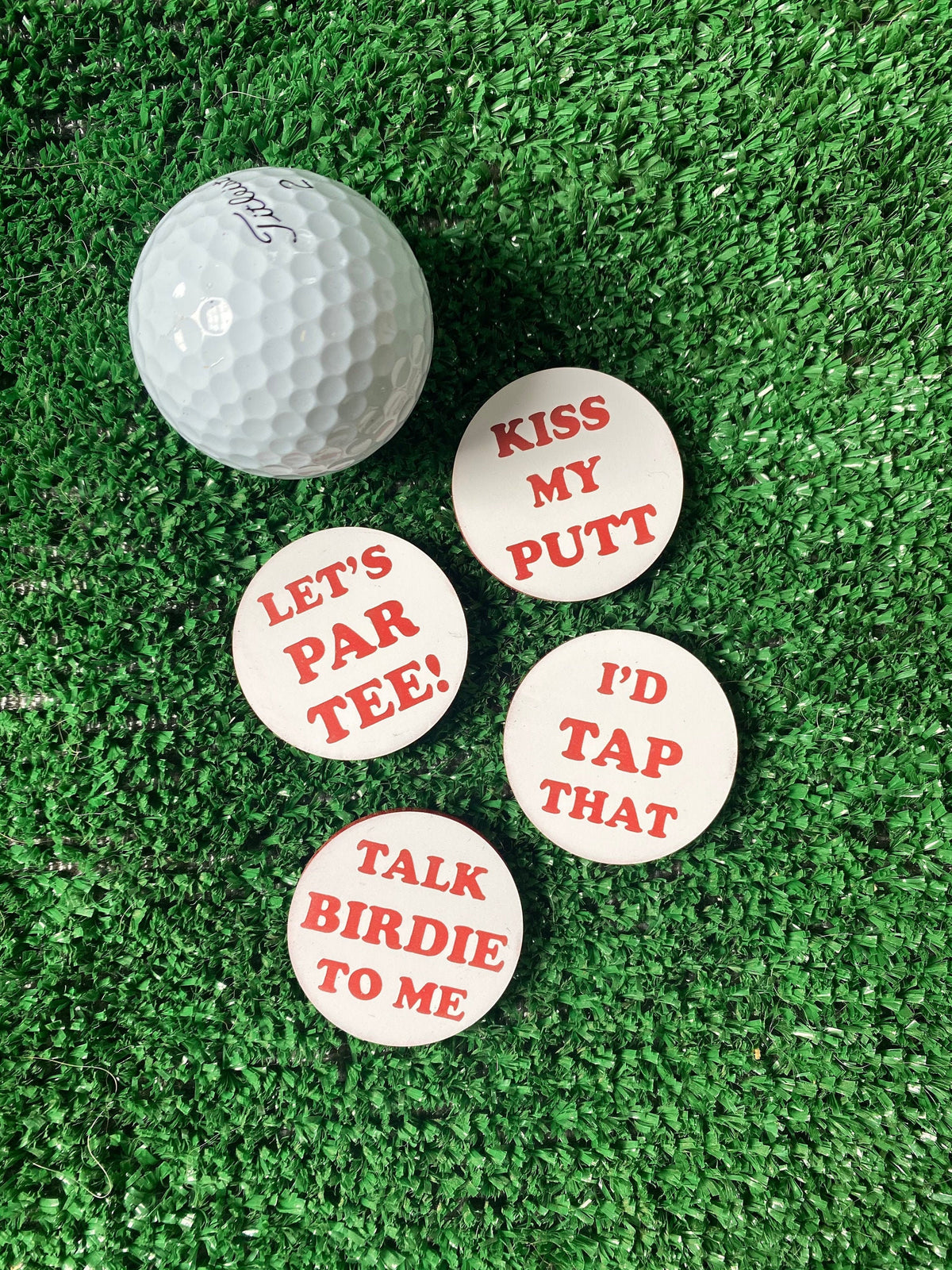 Golf Ball Markers Funny Puns | Set of 4 | Custom Sign | 1620 Designs