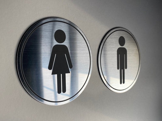 Compact Restroom Icon Sign | Custom Sign | 1620 Designs