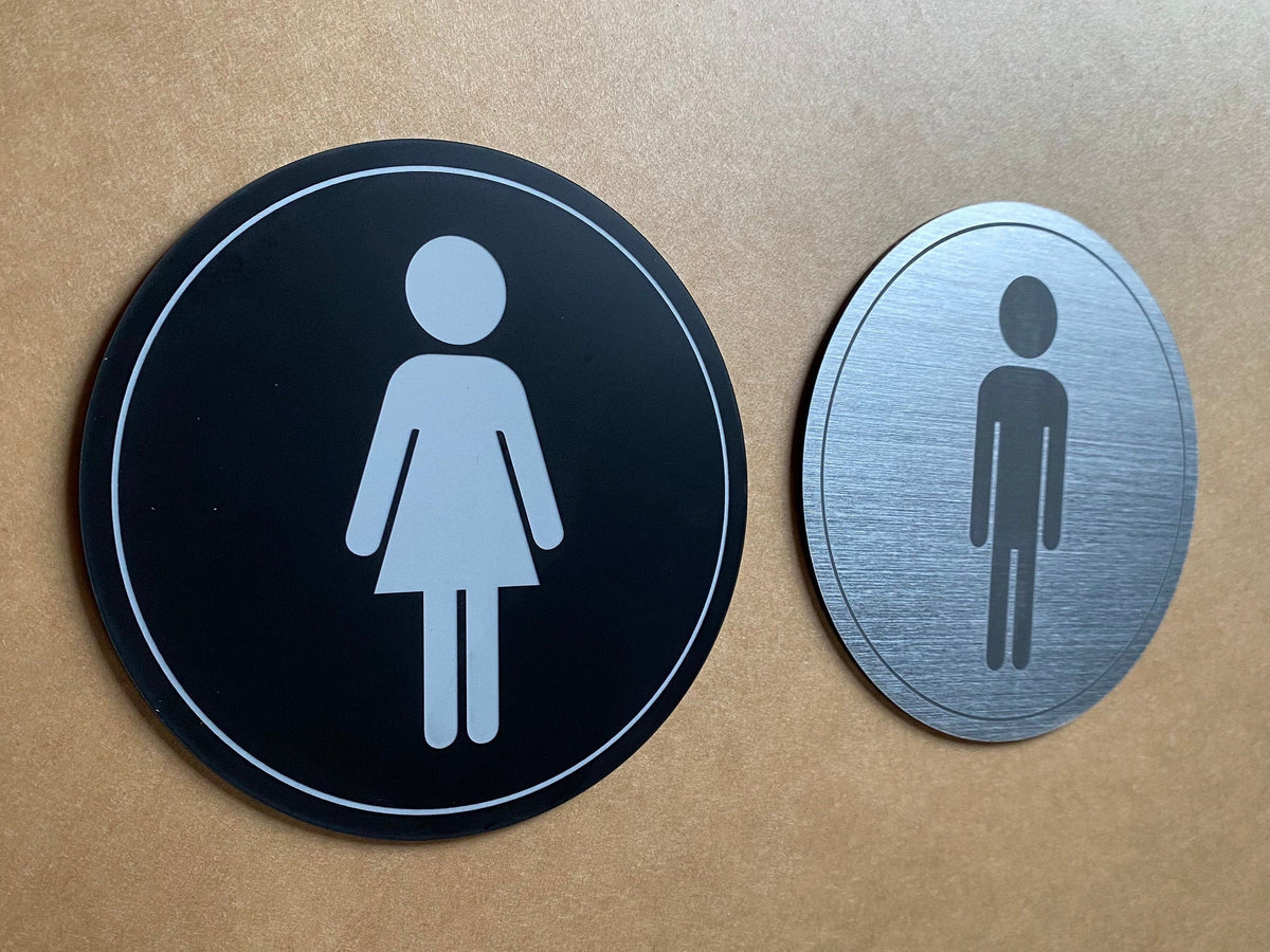 Compact Restroom Icon Sign | Custom Sign | 1620 Designs