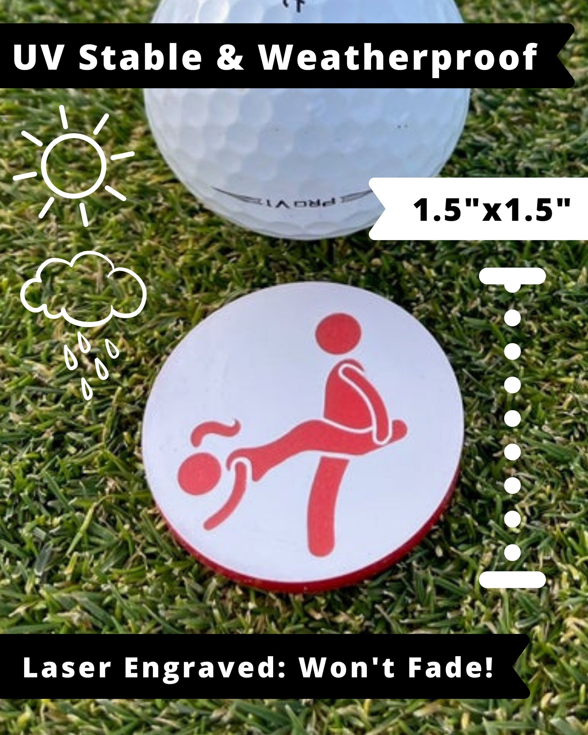 Golf Ball Markers Adult Humor Set of 4 | Dirty Gift for Golfer | Funny Yankee Swap | Sex Position Poker Chip Size