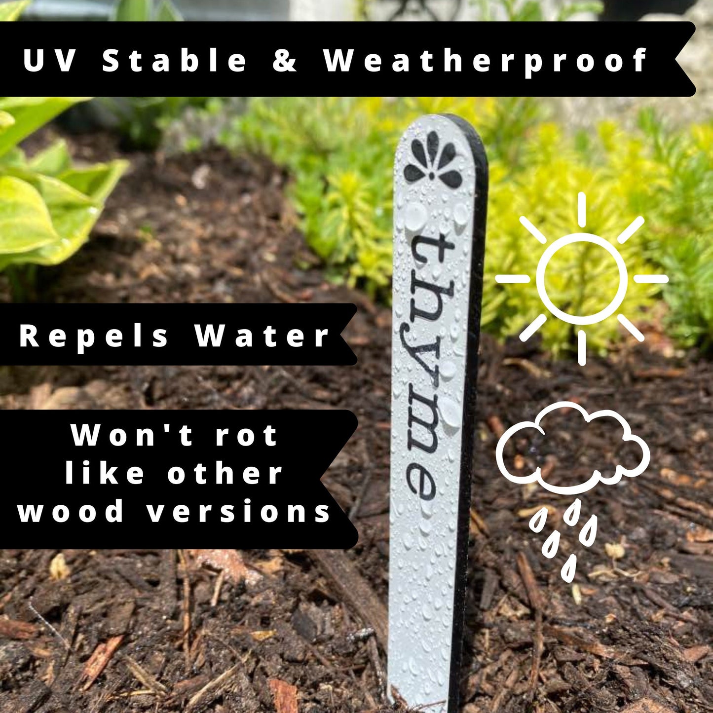 Garden Herb Markers | Set of 6 Plant Seed Labels | Greenhouse Patio Decor | Gardener Gift