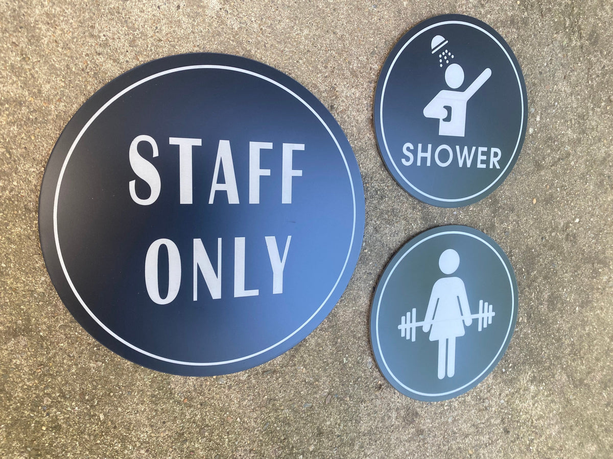 Gym Womens Mens Bathroom Sign | Crossfit Barbell Hotel Restroom Acrylic Handicap Bathroom | Adhesive Backing | Price per sign not a set | Custom Sign | 1620 Designs