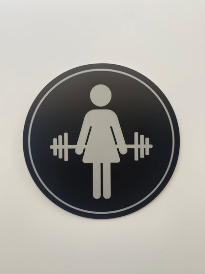 Gym Womens Mens Bathroom Sign | Crossfit Barbell Hotel Restroom Acrylic Handicap Bathroom | Adhesive Backing | Price per sign not a set