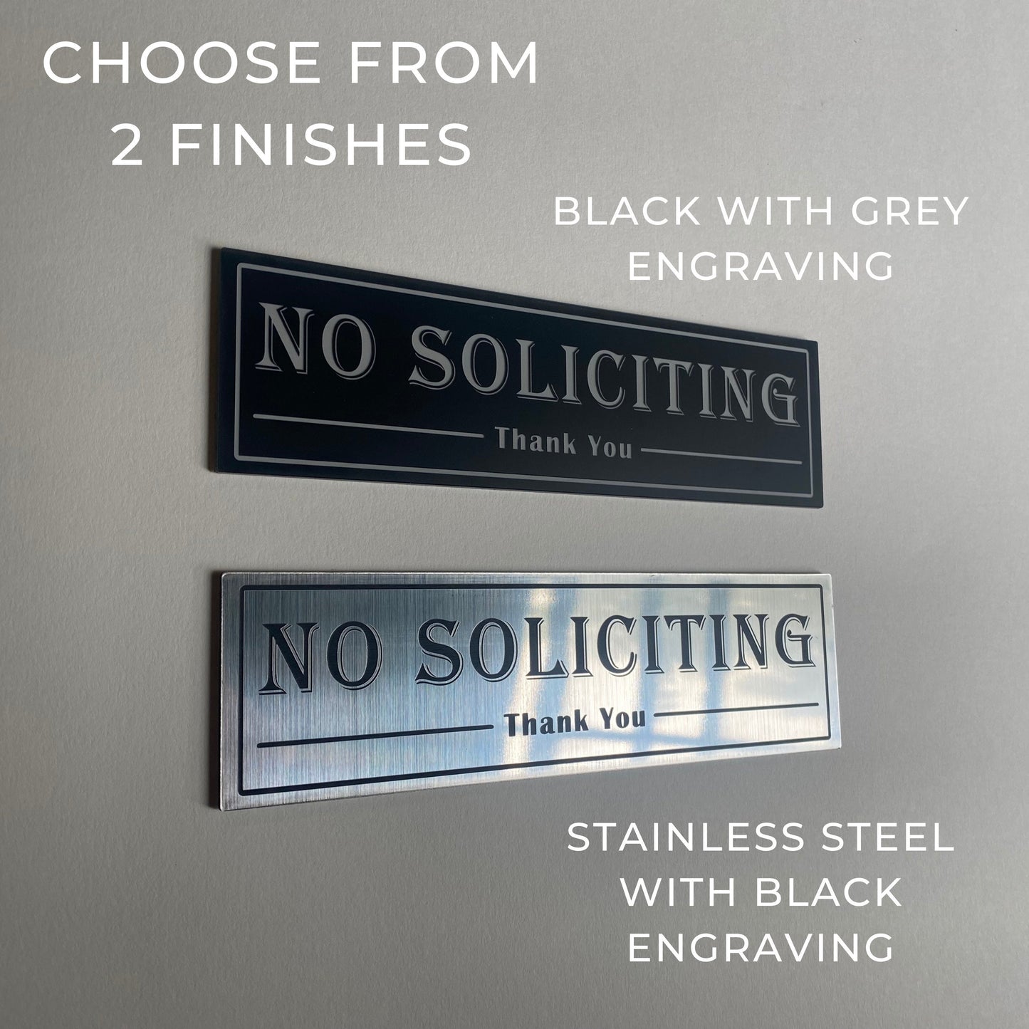 No Soliciting sign for Home or Business | Laser Engraved Acrylic | UV Stable & Weatherproof | 7x2" | Porch Door Sign Do Not Disturb