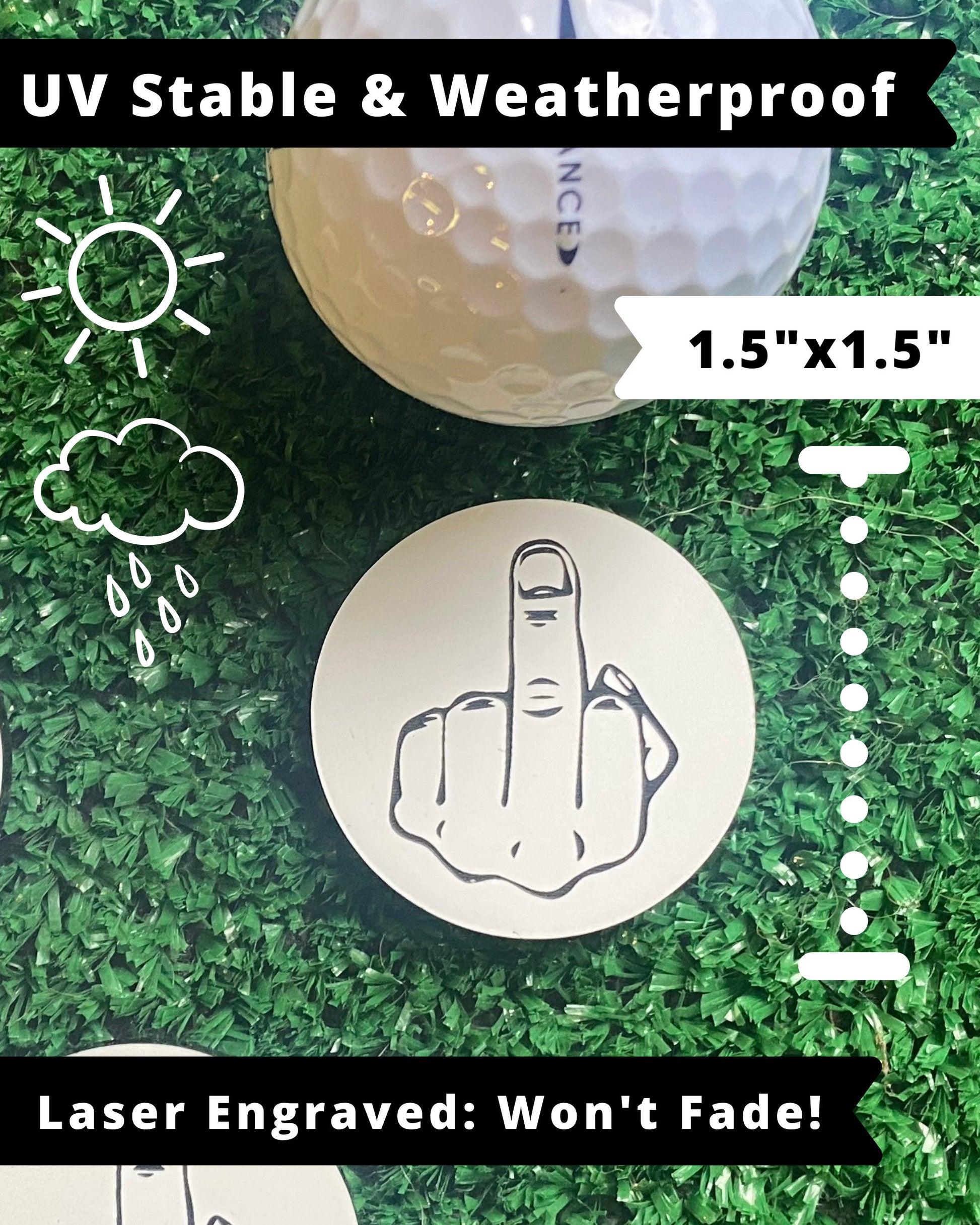Golf Ball Markers Middle Finger Adult Humor Set of 4 | Dirty Gift for Golfer | Swear Funny Yankee Swap | Poker Chip Size