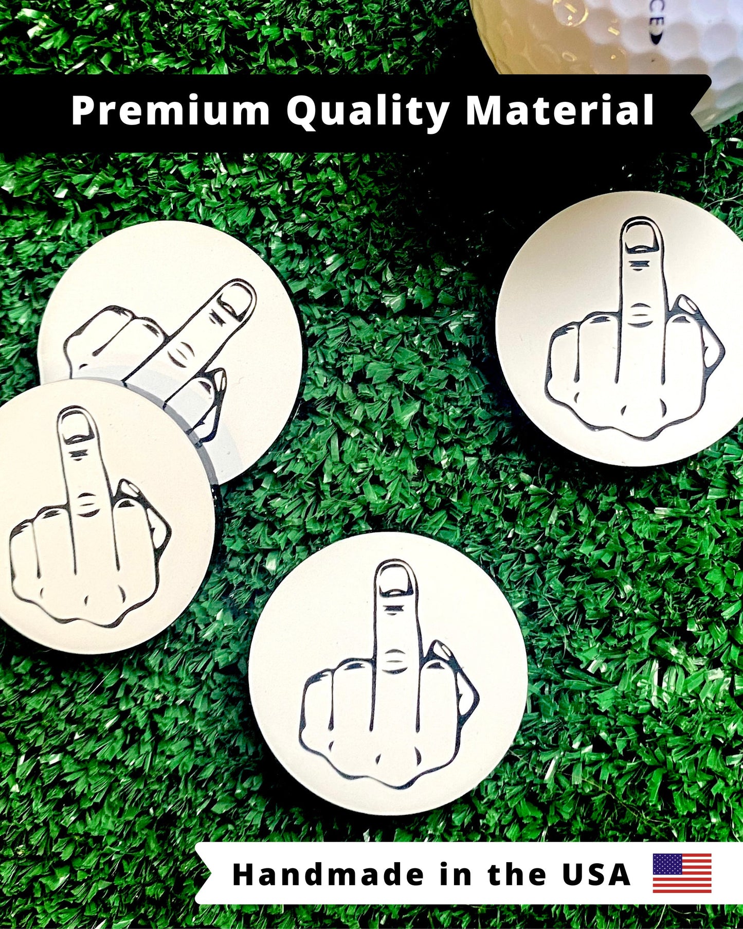 Golf Ball Markers Middle Finger Adult Humor Set of 4 | Dirty Gift for Golfer | Swear Funny Yankee Swap | Poker Chip Size
