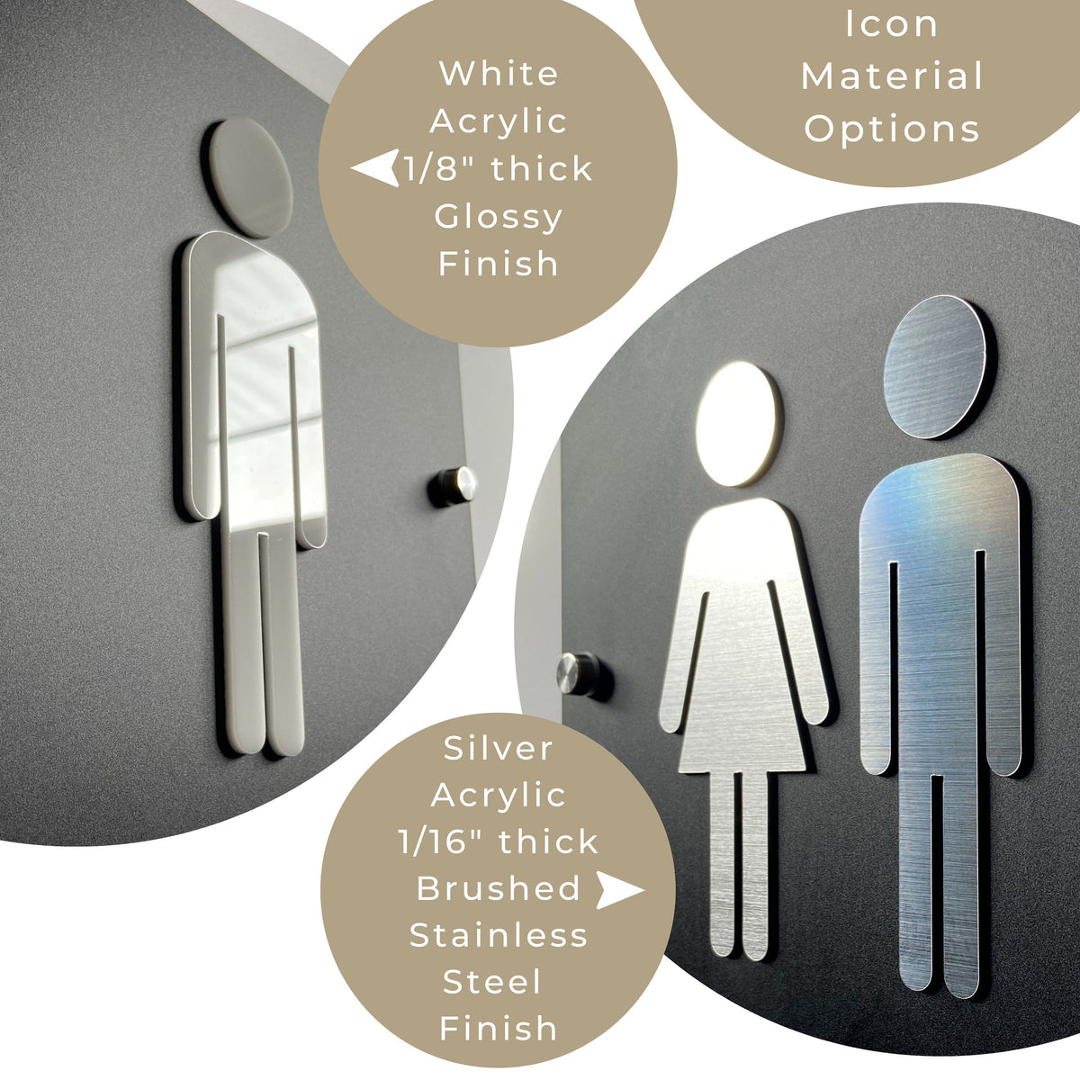 Black & White Acrylic Restroom Sign | Custom Sign | 1620 Designs