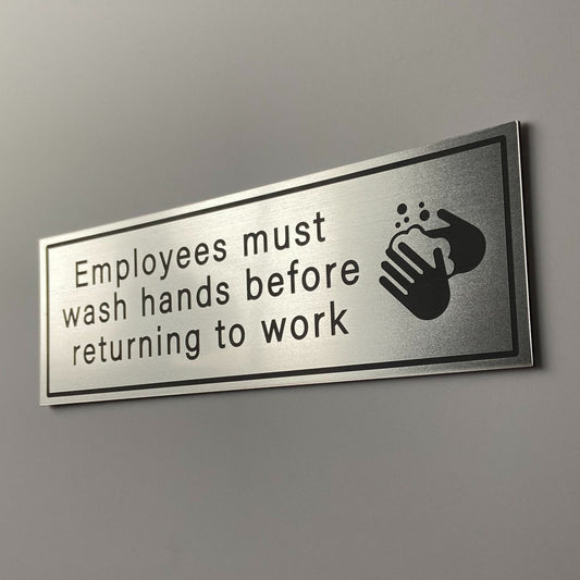 Employees Must Wash Hands Sign | Cafe Restaurant Bathroom | Custom Sign | 1620 Designs
