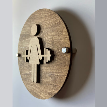 12x12" Wood and Acrylic Gym Bathroom Sign | Unisex Men Women Designs | Locker Room Restroom Signs