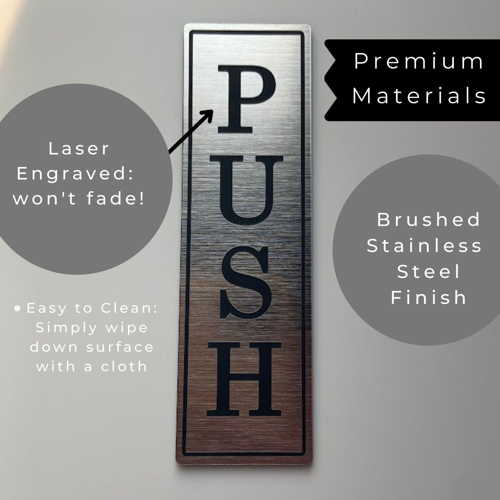 Push Pull Door Sign | Set of 2 Engraved Decal | Coffee Shop Entrance Business Sign | 3M Adhesive Easy to Install | Weatherproof UV Resistant