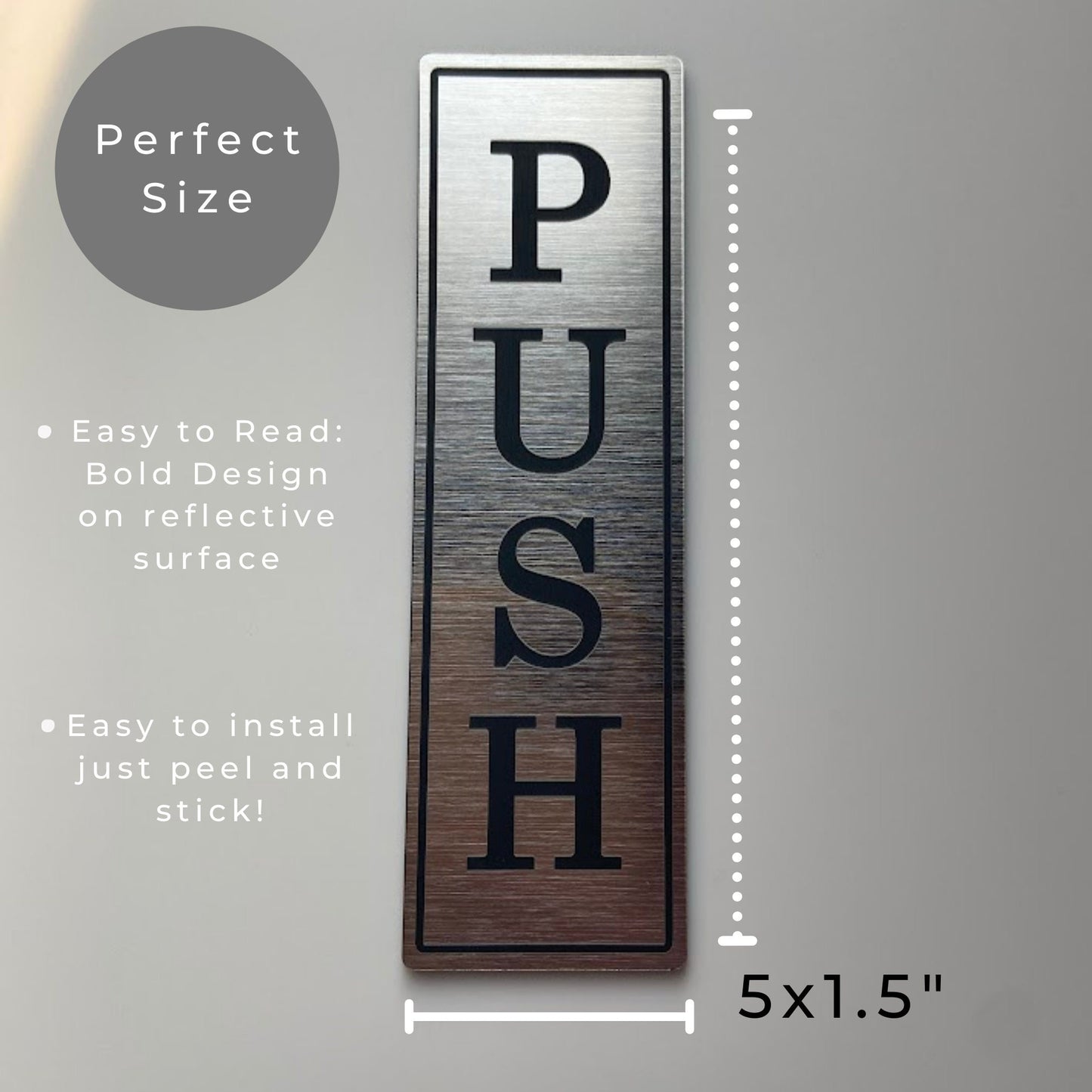 Push Pull Door Sign | Set of 2 Engraved Decal | Coffee Shop Entrance Business Sign | 3M Adhesive Easy to Install | Weatherproof UV Resistant