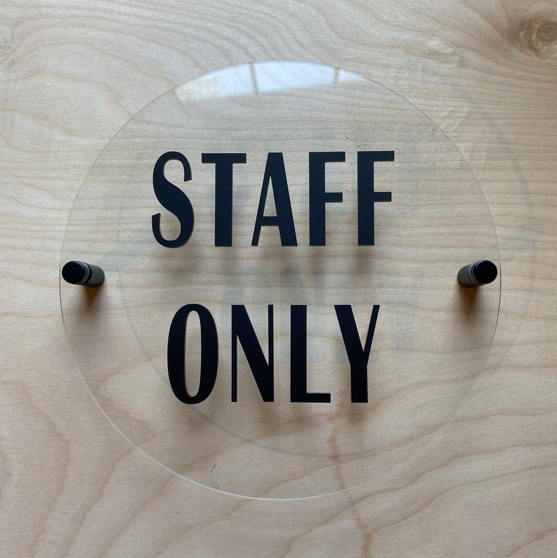 Staff Only Sign 12x12" | Black Acrylic with Gold Acrylic Text