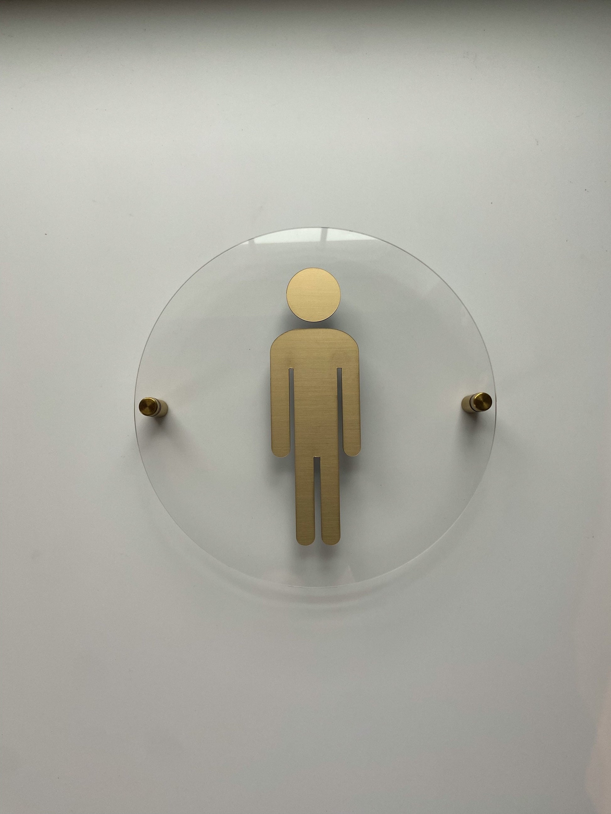 Clear and Gold Acrylic Bathroom Sign | Unisex Men Women Handicap Designs | Business Restroom Signs