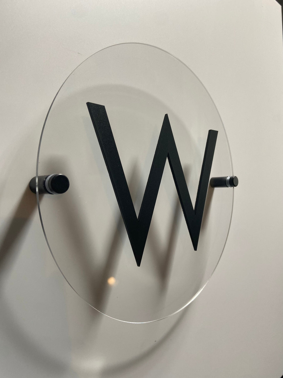 Clear and Black Acrylic Letter Bathroom Sign | Unisex Men Women Handicap Designs | Business Restroom Signs | Custom Sign | 1620 Designs