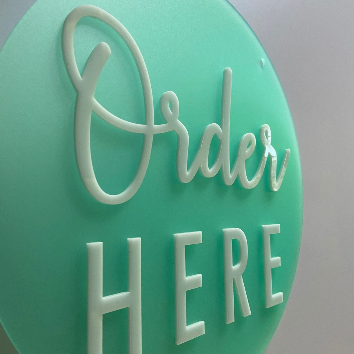 Order Here / Pick Up Here Sign, Aqua Acrylic | Custom Sign | 1620 Designs