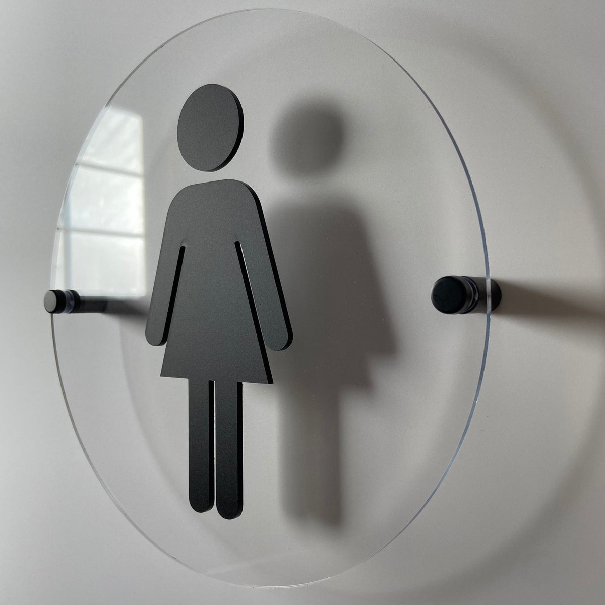 Clear and Black Acrylic Bathroom Sign | Unisex Men Women Handicap Designs | Business Restroom Signs | Custom Sign | 1620 Designs