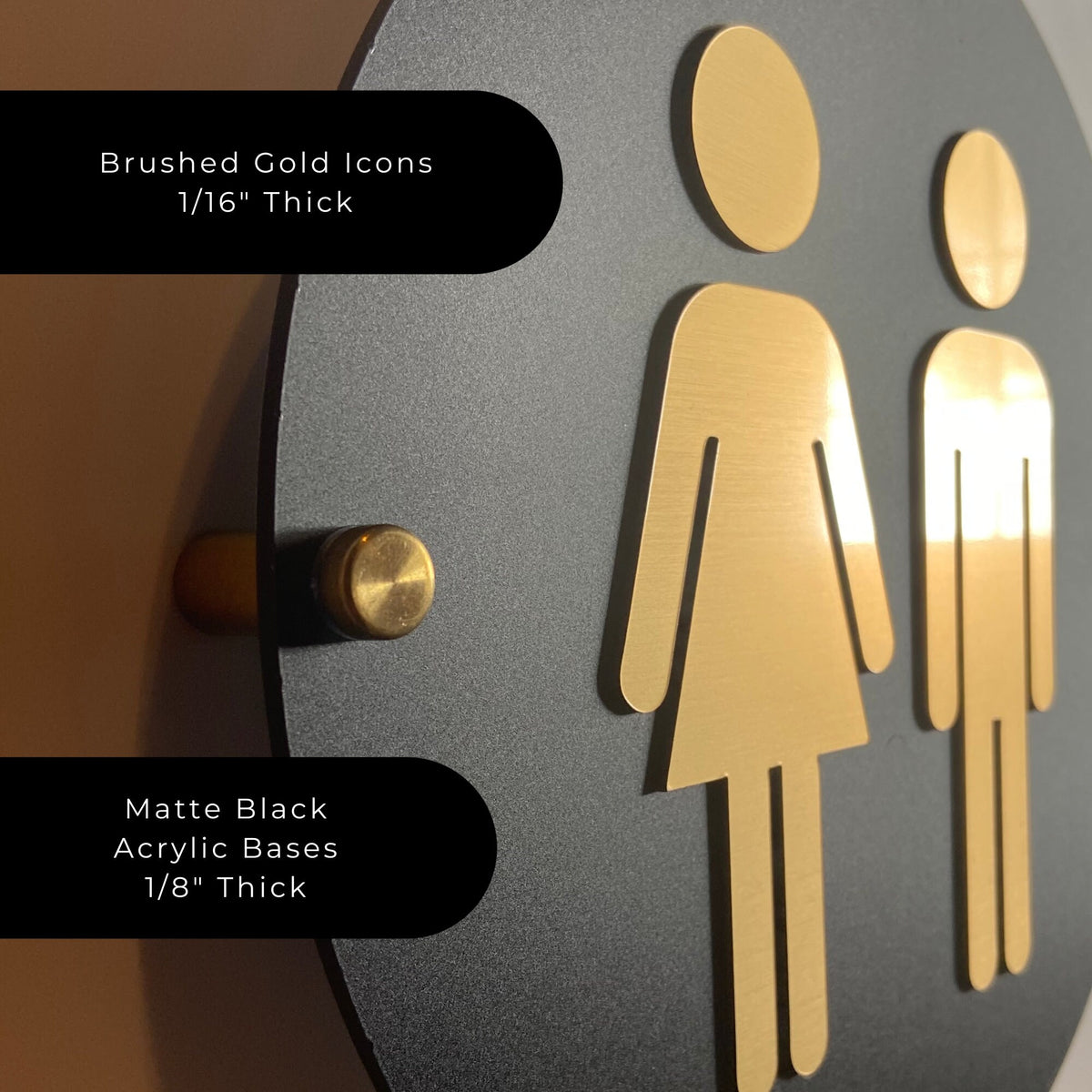 Black and Gold Golf Restroom Sign: Acrylic Country Club Decor Unisex Men Women Handicap Business Restroom Signs