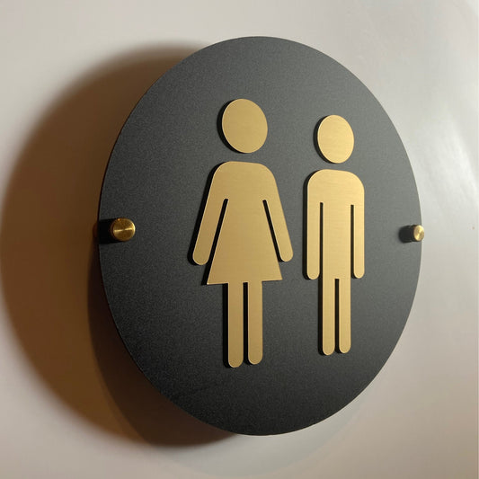 Black and Gold Acrylic Bathroom Sign | Unisex Men Women Handicap Designs | Business Restroom Signs