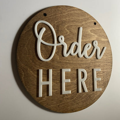 18x18" Order Here Pick up Here Business LARGE Sign | Custom COFFEE SHOP Restaurant Bakery Ice Cream | Cafe Decor Window Display