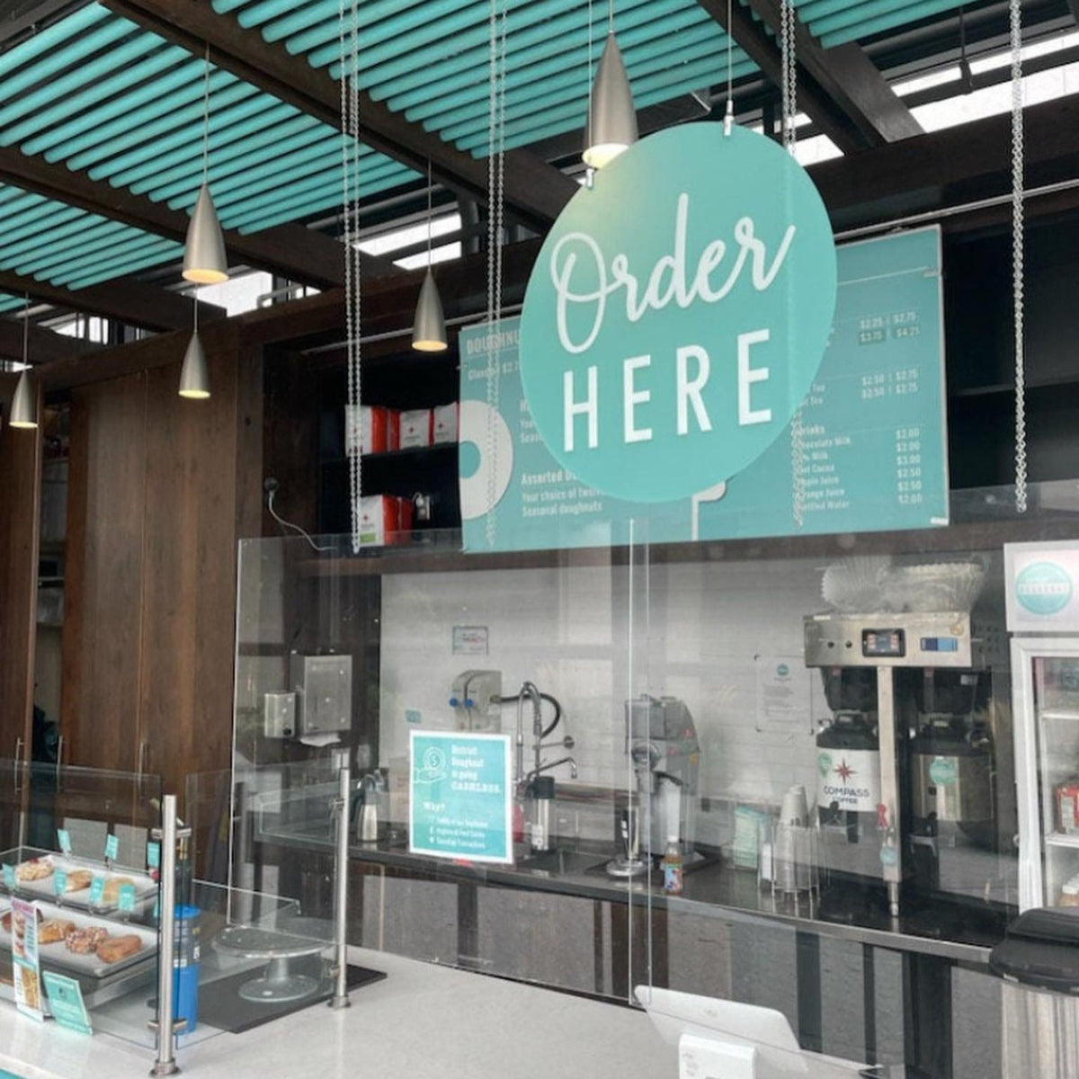 Order Here / Pick Up Here Sign, Aqua Acrylic | Custom Sign | 1620 Designs