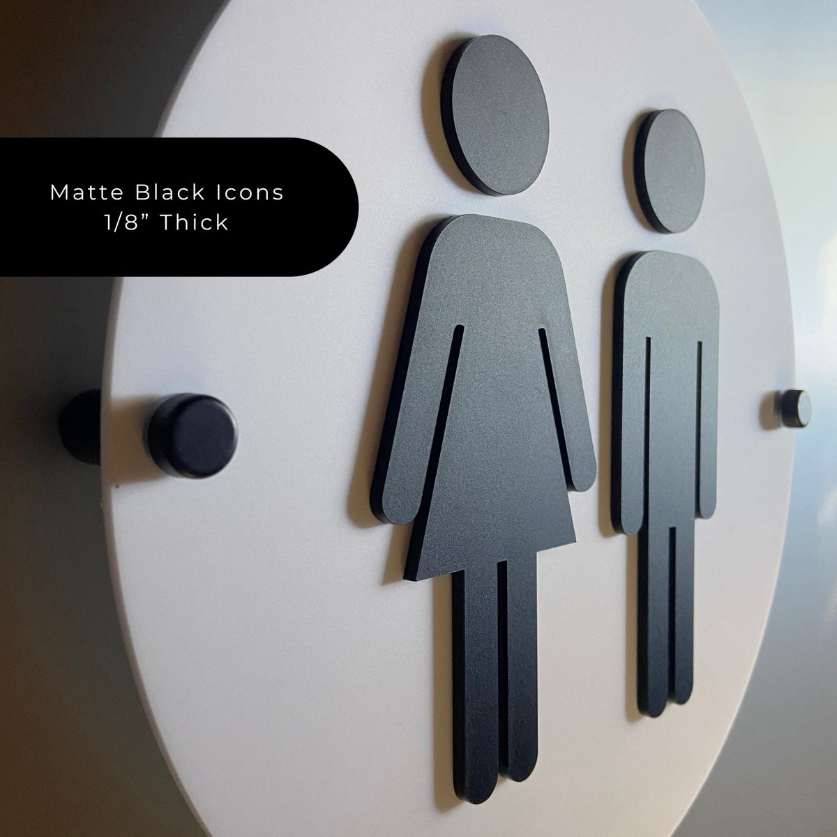 Black and White Acrylic Bathroom Sign | Unisex Men Women Handicap Designs | Business Restroom Signs | Custom Sign | 1620 Designs