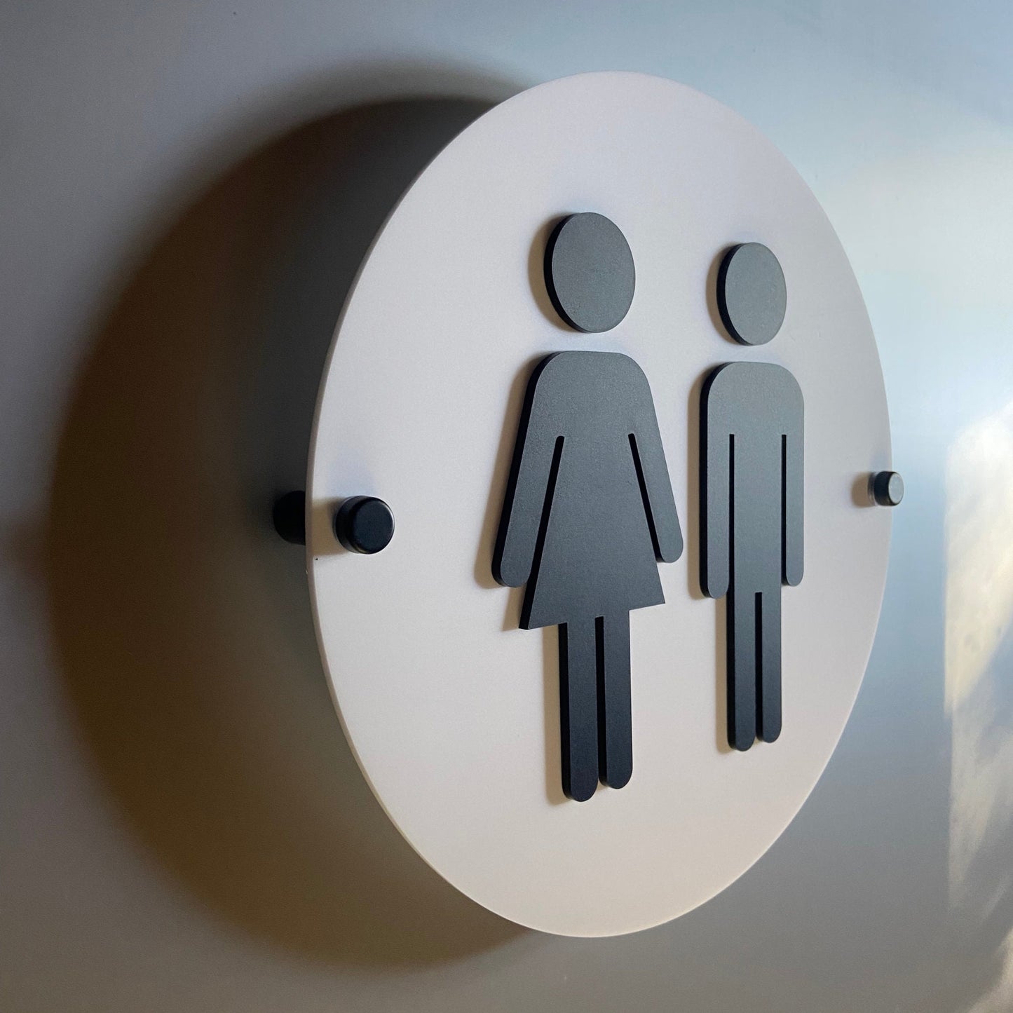 Black and White Acrylic Bathroom Sign | Unisex Men Women Handicap Designs | Business Restroom Signs
