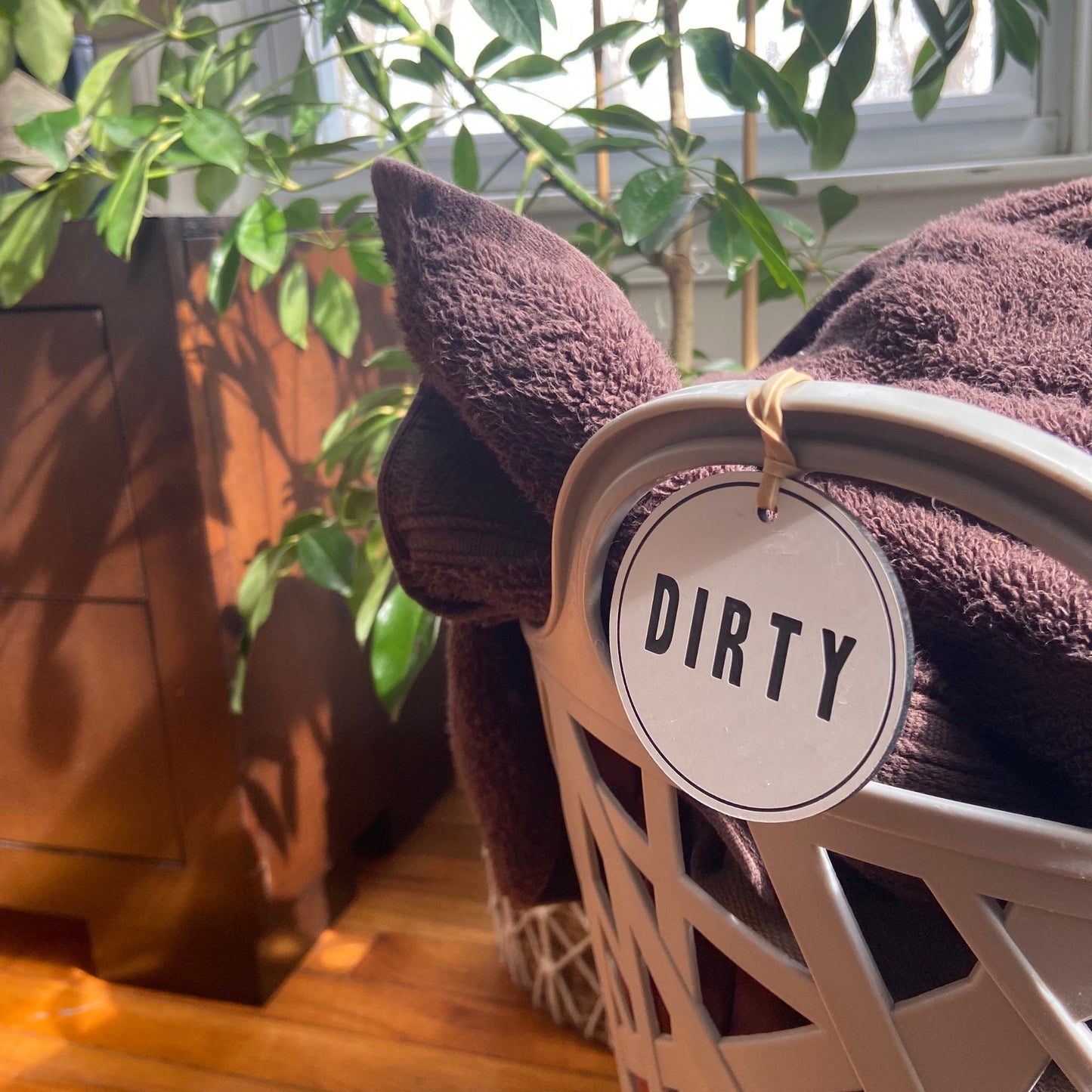 Clean & Dirty Laundry Basket Labels | Hamper Basket Tag Organization | 2.5"x 2.5" Inch Laser Engraved White and Black