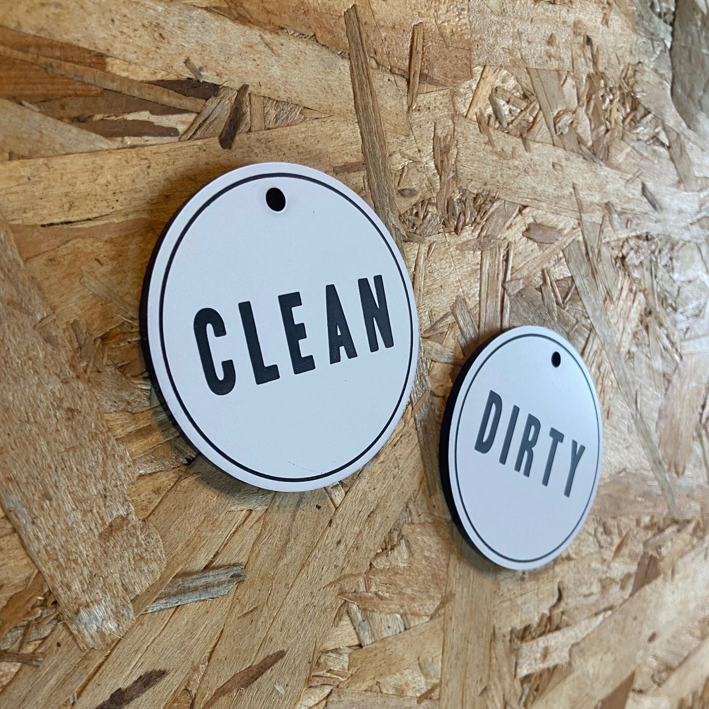 Clean & Dirty Laundry Basket Labels | Hamper Basket Tag Organization | 2.5"x 2.5" Inch Laser Engraved White and Black