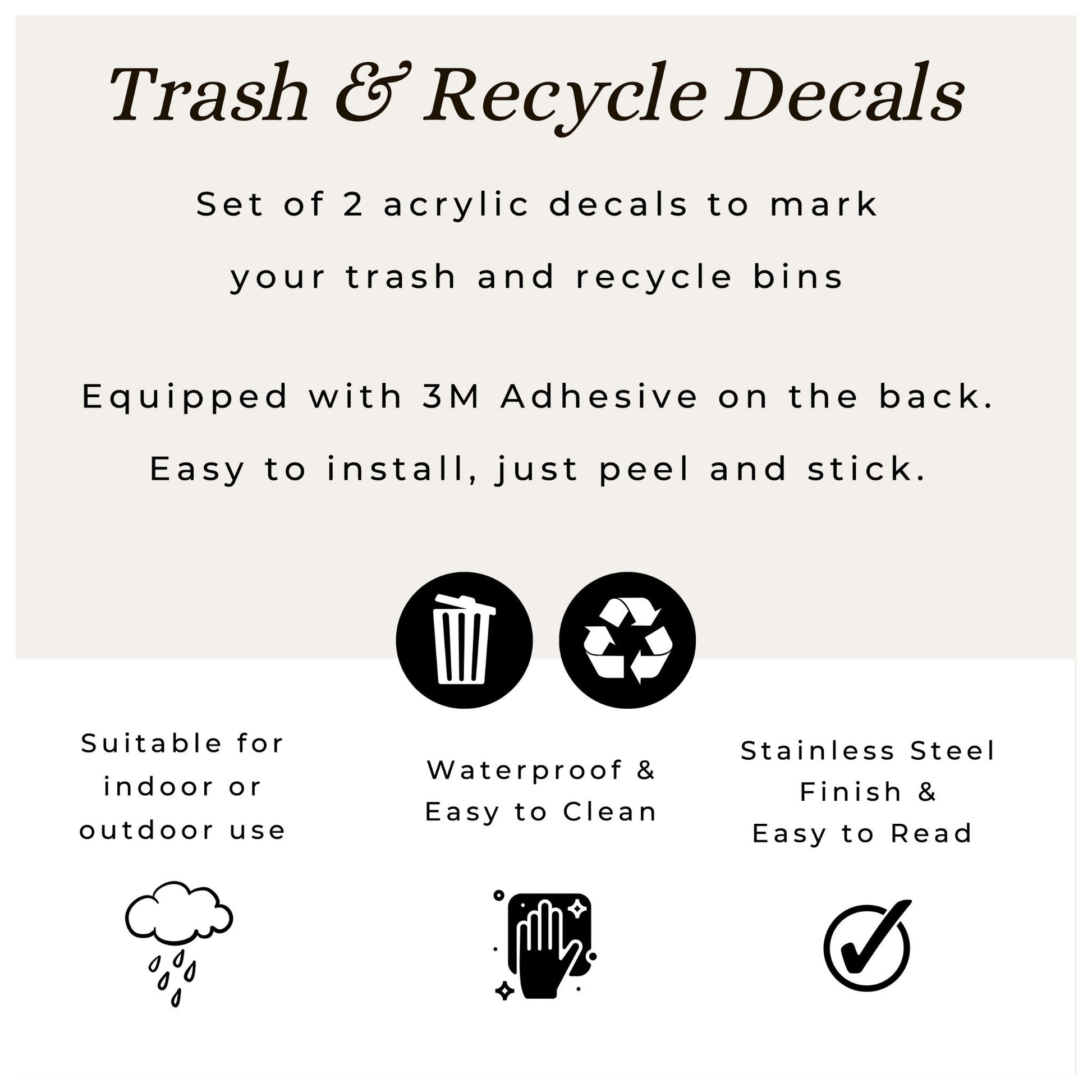 Trash Recycle Sticker | Office Building Kitchen Organization | Set of 2 Decals