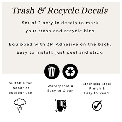 Trash Recycle Sticker | Office Building Kitchen Organization | Set of 2 Decals