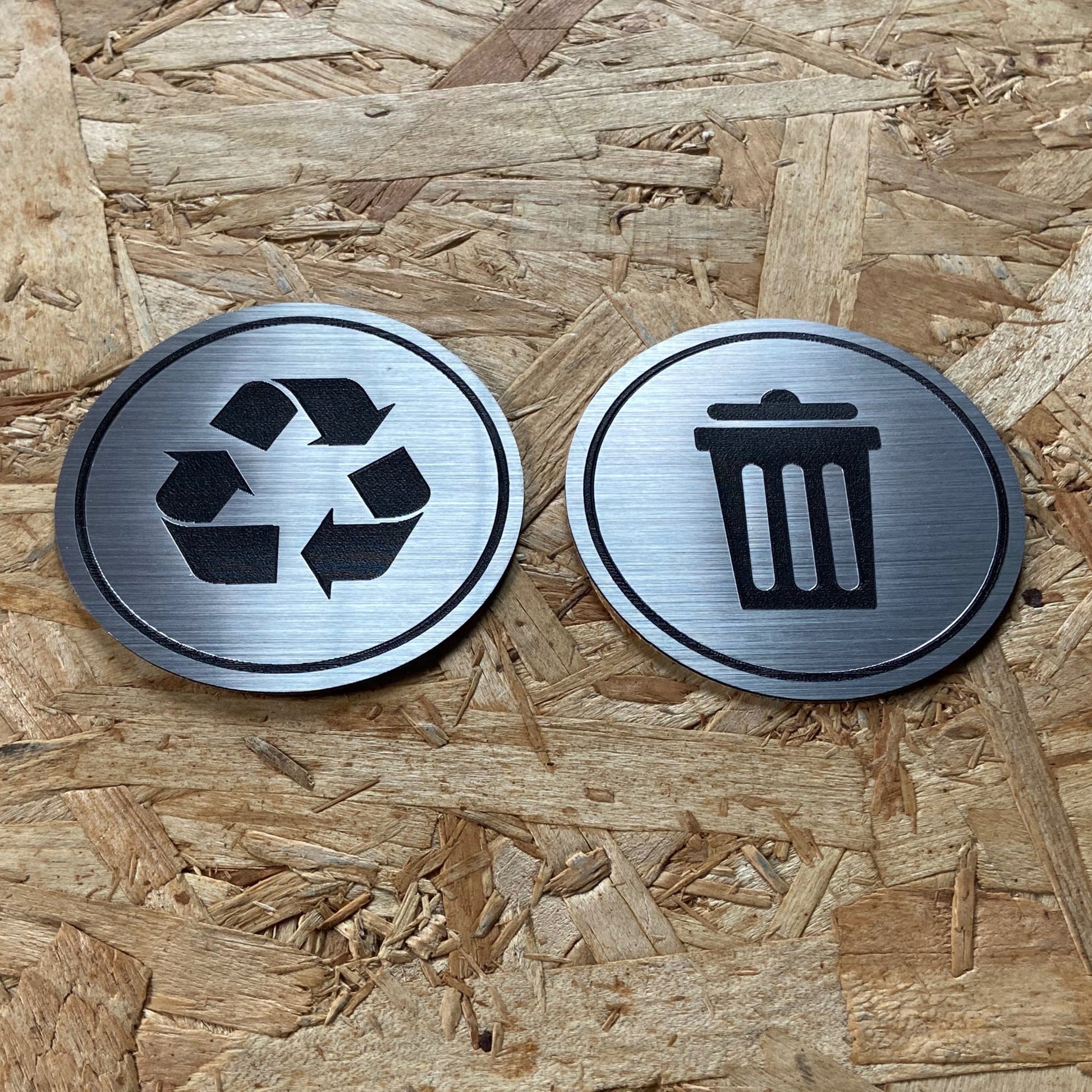 Trash Decal Man Throwing Away Garbage | Indoor Outdoor UV Stable & Weatherproof | Stainless Steel Kitchen Pantry Organization