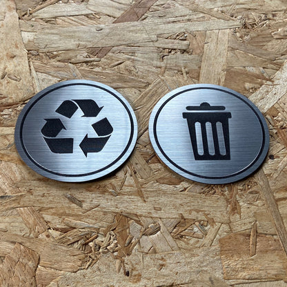 Trash Decal Man Throwing Away Garbage | Indoor Outdoor UV Stable & Weatherproof | Stainless Steel Kitchen Pantry Organization