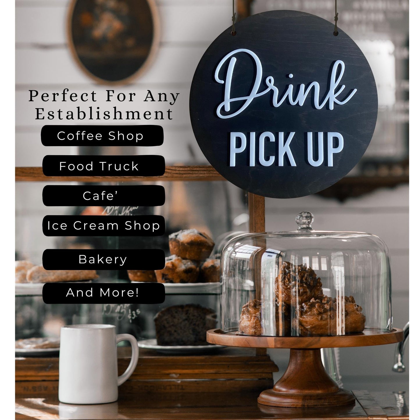 Drink Pick Up Food Pick Up Sign | Custom Coffee Shop Restaurant Cafe | Priced Per Sign Not Sold as a Set