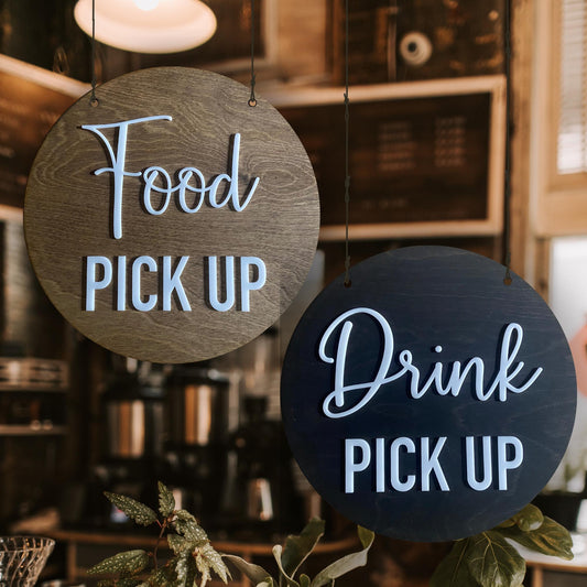 Drink Pick Up Food Pick Up Sign | Custom Coffee Shop Restaurant Cafe | Priced Per Sign Not Sold as a Set | Custom Sign | 1620 Designs