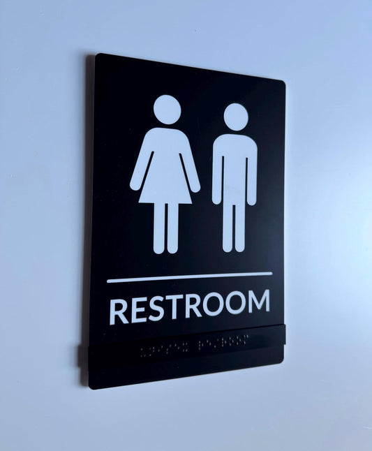 ADA Compliant Restroom Signs 6x9" | Braille Options Available | Office Hotel Bathroom Sign