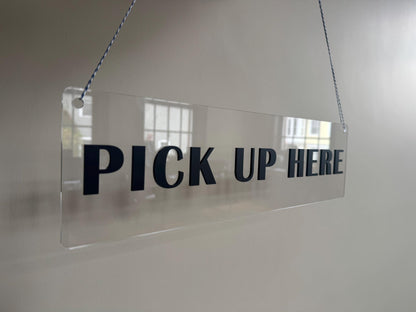 Order Here Pick Up Here Sign | Black Matte Acrylic