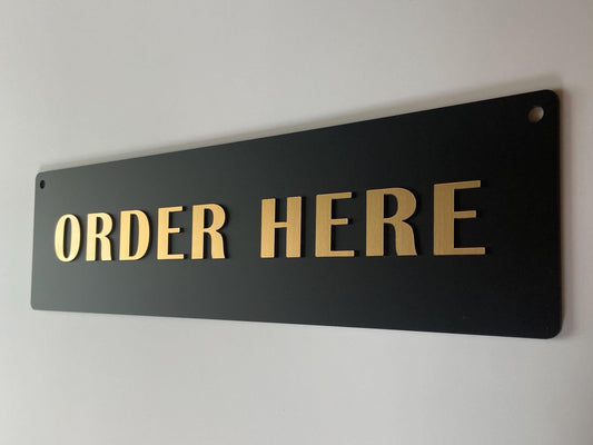 Order Here Pick Up Here Sign | Black Matte Acrylic | Custom Sign | 1620 Designs